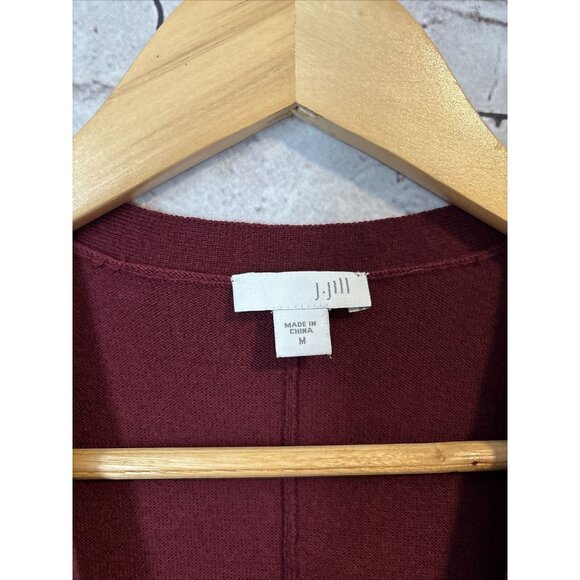 J. Jill Burgundy Cardigan Sweater V Neck Women’s Cardigan Polyester Wool Blend M - Picture 2 of 4